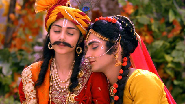 Image result for Krishna running for Radha to garden"